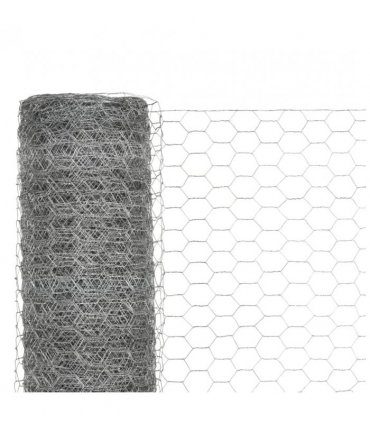 vidaXL Chicken Wire Fence Galvanised Steel 25x1.2 m Silver