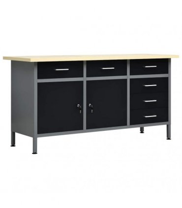 vidaXL Workbench Black 160x60x85 cm Steel