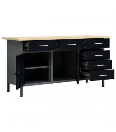 vidaXL Workbench Black 160x60x85 cm Steel