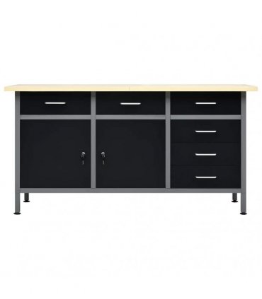 vidaXL Workbench Black 160x60x85 cm Steel