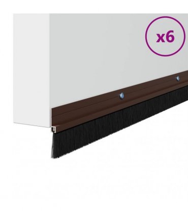vidaXL Screw-on Door Brush Seals 6 pcs Brown 100 cm Aluminium Alloy