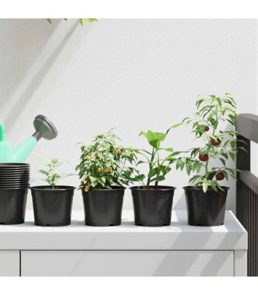 vidaXL Round Flower Pot 200 pcs Black Ø 10 x 8 cm Plastic