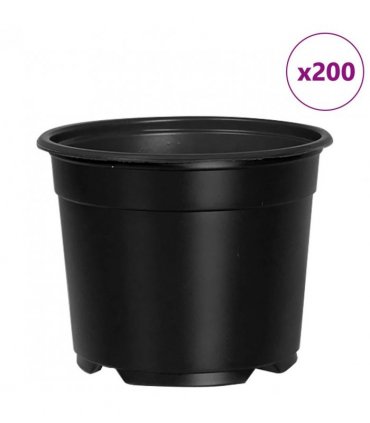 vidaXL Round Flower Pot 200 pcs Black Ø 10 x 8 cm Plastic