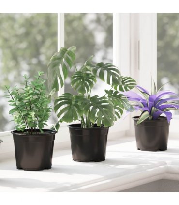 vidaXL Round Flower Pot 200 pcs Black Ø 10 x 8 cm Plastic