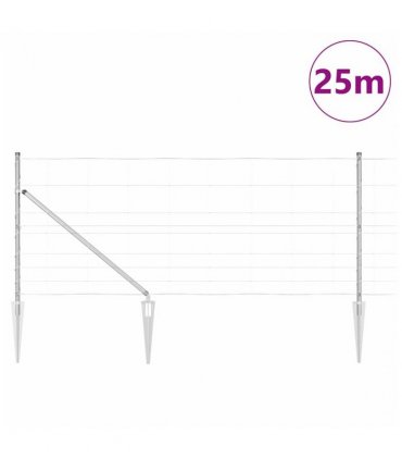 vidaXL Welded Wire Fence with Spikes 25 x 1 m Galvanised Steel Silver