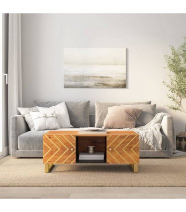 vidaXL Coffee Table Brown and Black 100x54x40 cm Solid Wood Mango