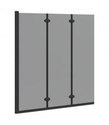 vidaXL Bath Shower Screen Manual Black 130 x 138 cm Tempered Glass