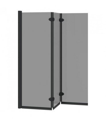 vidaXL Bath Shower Screen Manual Black 130 x 138 cm Tempered Glass