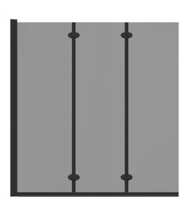 vidaXL Bath Shower Screen Manual Black 130 x 138 cm Tempered Glass