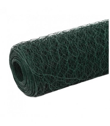 vidaXL Chicken Wire Fence Steel with PVC Coating 25x1.5 m Green