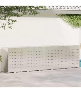 vidaXL Wheelie Bin Storage for 6 Bins Silver 408 x 77.5 x 115.5 cm