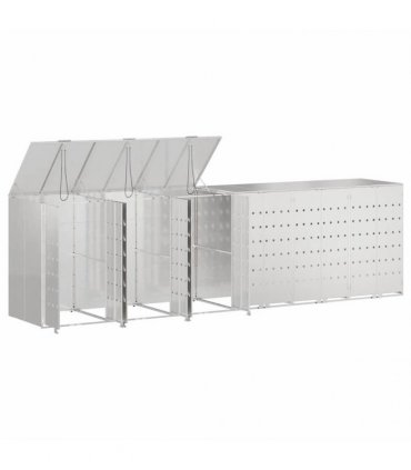 vidaXL Wheelie Bin Storage for 6 Bins Silver 408 x 77.5 x 115.5 cm