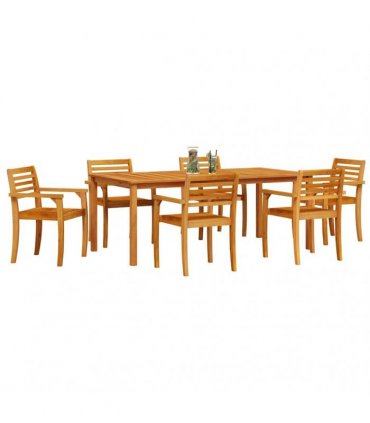 vidaXL Garden Dining Set 7 pcs Brown Solid Acacia Wood