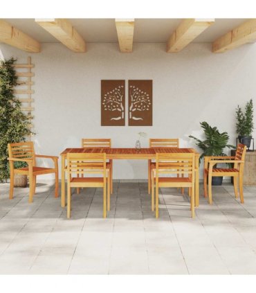 vidaXL Garden Dining Set 7 pcs Brown Solid Acacia Wood
