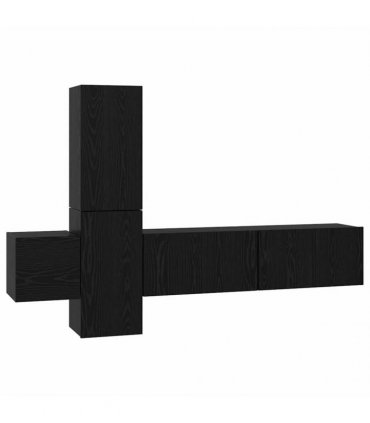 vidaXL TV Cabinet Set Wall-mounted 5 pcs Black Oak Engineered Wood