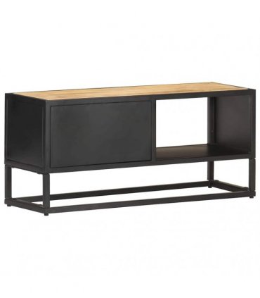 vidaXL TV Cabinet with Carved Door 90x30x40 cm Rough Mango Wood