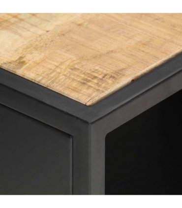vidaXL TV Cabinet with Carved Door 90x30x40 cm Rough Mango Wood