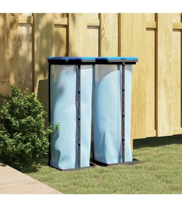 vidaXL Rubbish Bag Holders 2 pcs Black and Blue 120 L PP