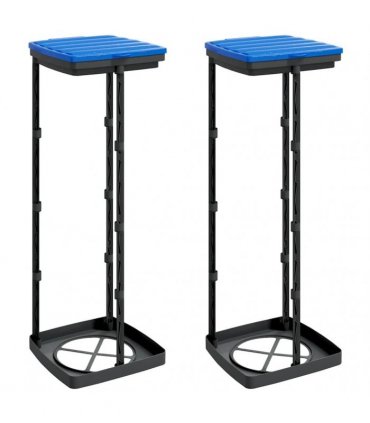vidaXL Rubbish Bag Holders 2 pcs Black and Blue 120 L PP