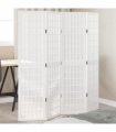 vidaXL Room Divider 4 Panels White Solid Wood Paulownia