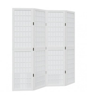 vidaXL Room Divider 4 Panels White Solid Wood Paulownia