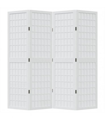 vidaXL Room Divider 4 Panels White Solid Wood Paulownia