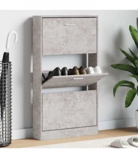 vidaXL Shoe Cabinet Concrete Grey 59x17x108 cm Engineered Wood