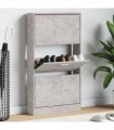 vidaXL Shoe Cabinet Concrete Grey 59x17x108 cm Engineered Wood