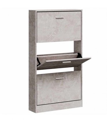 vidaXL Shoe Cabinet Concrete Grey 59x17x108 cm Engineered Wood