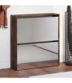 vidaXL Shoe Cabinet with Mirror 2-Layer Smoked Oak 63x17x67 cm