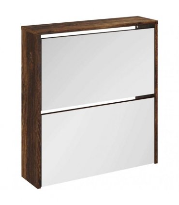vidaXL Shoe Cabinet with Mirror 2-Layer Smoked Oak 63x17x67 cm
