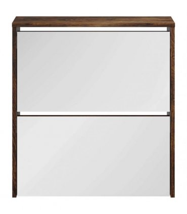 vidaXL Shoe Cabinet with Mirror 2-Layer Smoked Oak 63x17x67 cm