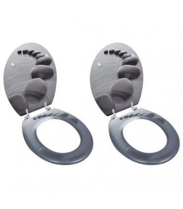 vidaXL Toilet Seats with Lids 2 pcs MDF Stones