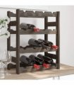 vidaXL Wine Rack for 16 Bottles Grey Solid Wood Pine
