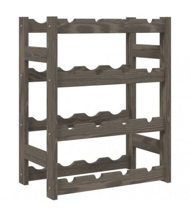 vidaXL Wine Rack for 16 Bottles Grey Solid Wood Pine