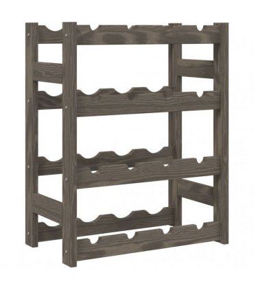 vidaXL Wine Rack for 16 Bottles Grey Solid Wood Pine