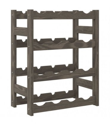 vidaXL Wine Rack for 16 Bottles Grey Solid Wood Pine