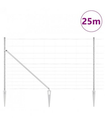vidaXL Welded Wire Fence with Spikes 25 x 1.4 m Galvanised Steel Mesh