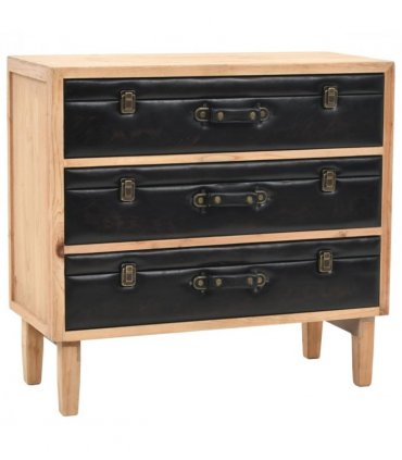 vidaXL Drawer Cabinet | Natural wood with black details