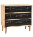 vidaXL Drawer Cabinet | Natural wood with black details