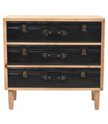 vidaXL Drawer Cabinet | Natural wood with black details