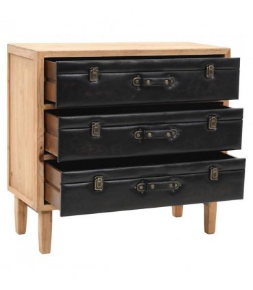 vidaXL Drawer Cabinet | Natural wood with black details