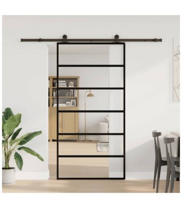 vidaXL Sliding Door with Hardware Set 102x205 cm ESG Glass&Aluminium