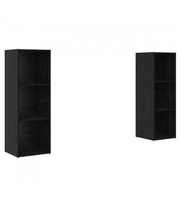 vidaXL TV Cabinet Set 2 pcs Black Oak 107 x 35 x 37 cm Engineered Wood