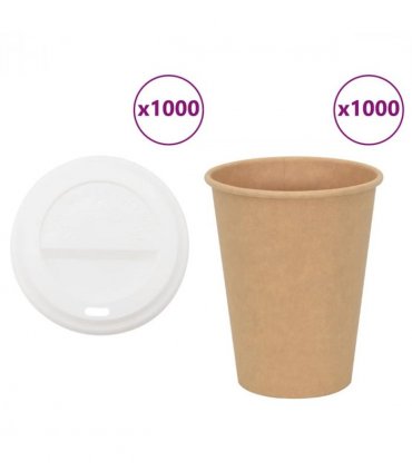 vidaXL Paper Coffee Cups with Lids 1000 pcs 12oz 300ml