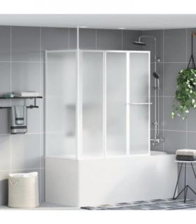 vidaXL Bath Screen Folding Frosted Aluminium