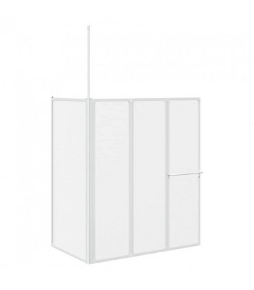 vidaXL Bath Screen Folding Frosted Aluminium