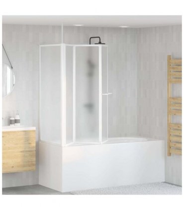 vidaXL Bath Screen Folding Frosted Aluminium
