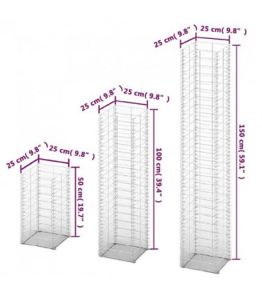 vidaXL 3 Piece Gabion Set Galvanised Wire