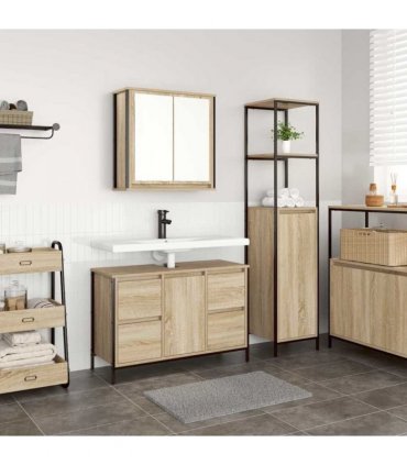 vidaXL Bathroom Furniture Set with Drawer 2 pcs Sonoma Oak and Black